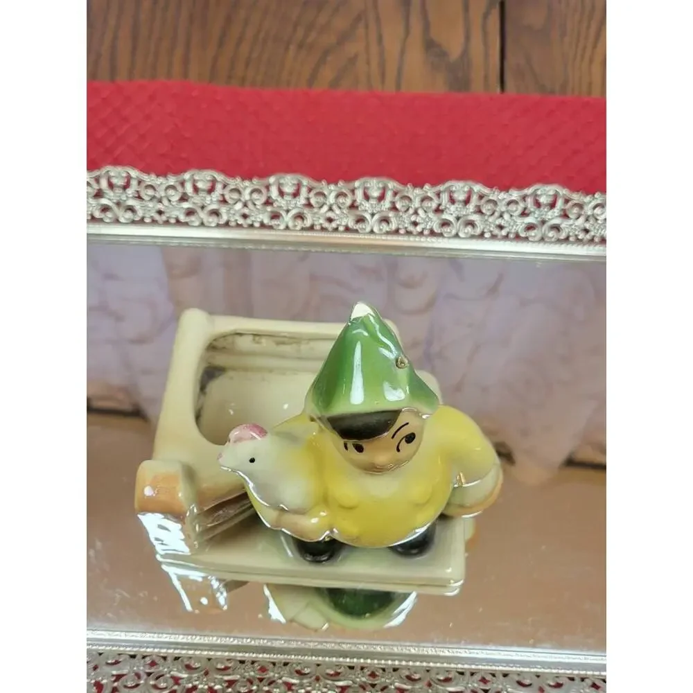 Vintage Shawnee Pottery Boy & Chicken Planter 645 Mid Century Ceramic Vase Art